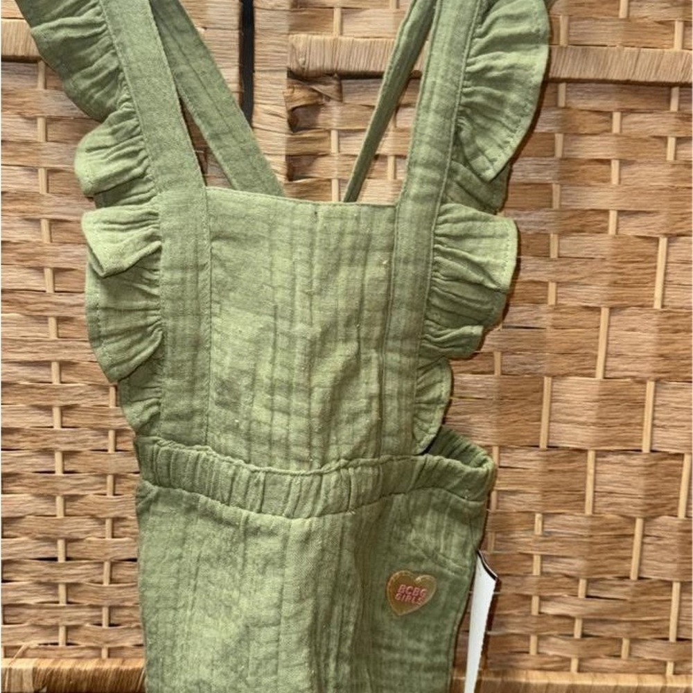 Wonderkids Green Overalls with Textured Fabric
